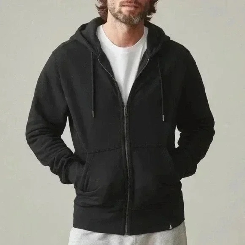 American Giant Black Full-Zip Hooded Sweatshirt